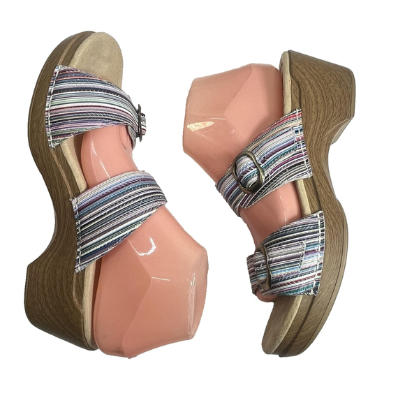 Dansko Sandals Womens Size 41 EU 10.5 11 US Sophie Multicolor Stripe Buckle - Picture 9 of 13